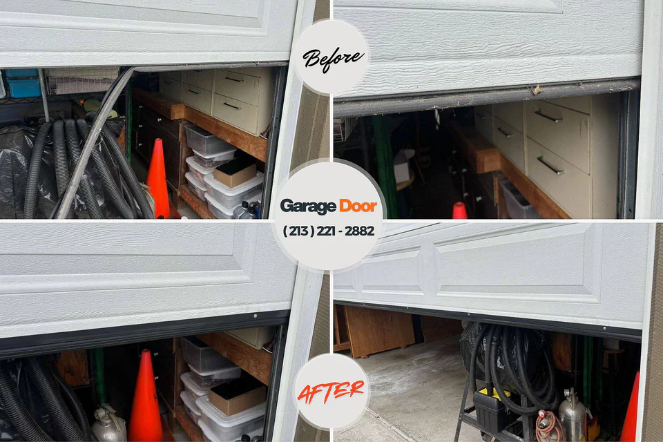 Before and after: garage door repair Bunk Foss, WA
